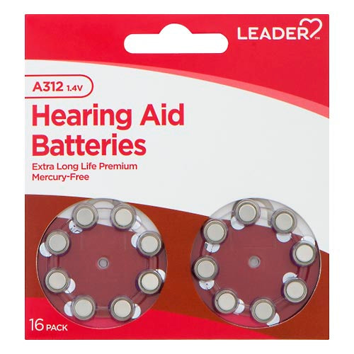 Piles de prothèse auditive Leader A312 - 1,4 Volts, 16 pièces