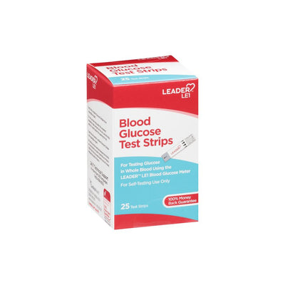 Leader Blood Glucose Test Strips - 25 Count