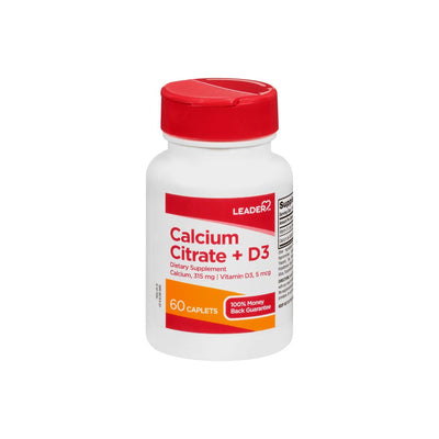 Leader Calcium Citrate + D3 Caplets - 60 Count