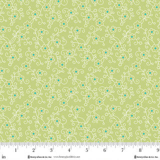 Tela de algodón Jubilee Green Ditsy Linework - 44" / 45" por yarda