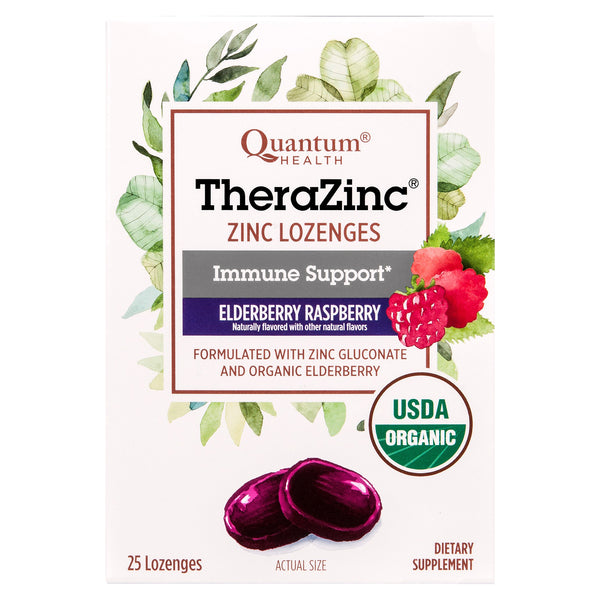 Quantum Health TheraZinc Pastilles de Zinc - Saveur Baie de Sureau Framboise