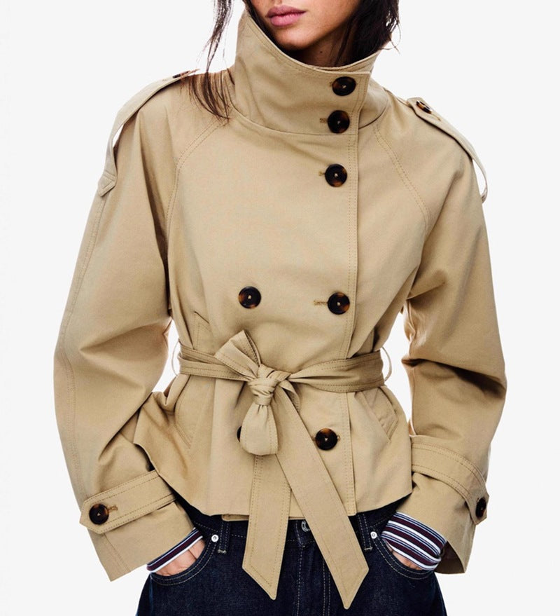 Abrigo Trench de Mujer con Botones y Cintura Ajustable