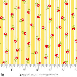 Jubilee Yellow Cherry Stripe Cotton Fabric - 44" / 45" per yard
