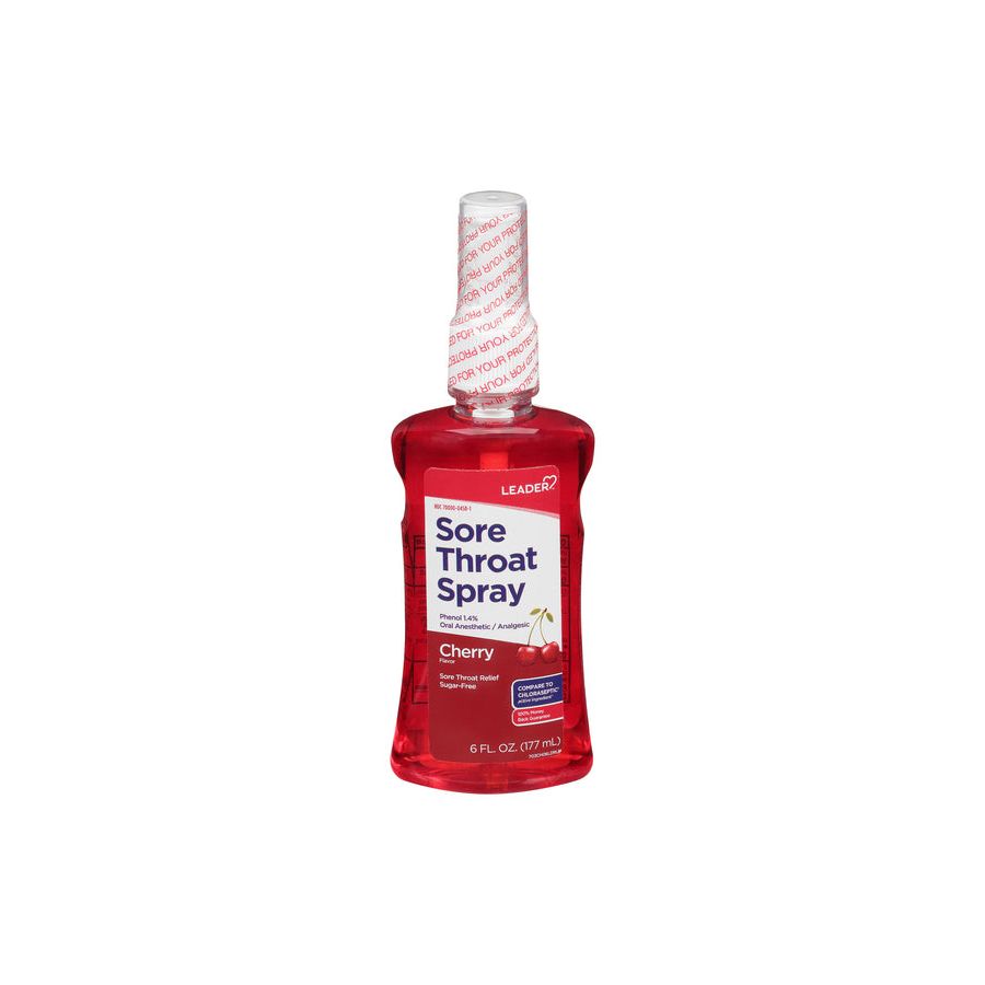 Spray pour la gorge Leader Health Care - Saveur cerise sans sucre, 6 oz