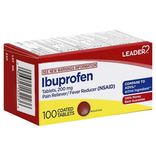 Alivio del Dolor y Reductor de Fiebre Leader – Ibuprofeno 200mg (100 ct)