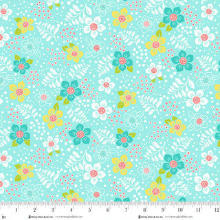 Tela de Algodón Floral Moderna Jubilee Azul - 44" / 45" por Yarda