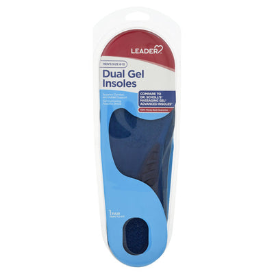 Plantillas de Gel Duales Leader para Hombres, Tallas 8-13