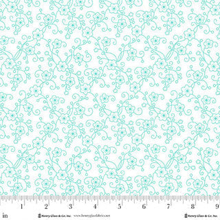 Tela de Algodón Floral Blanca y Azul Jubilee - 44"/45" por Yarda