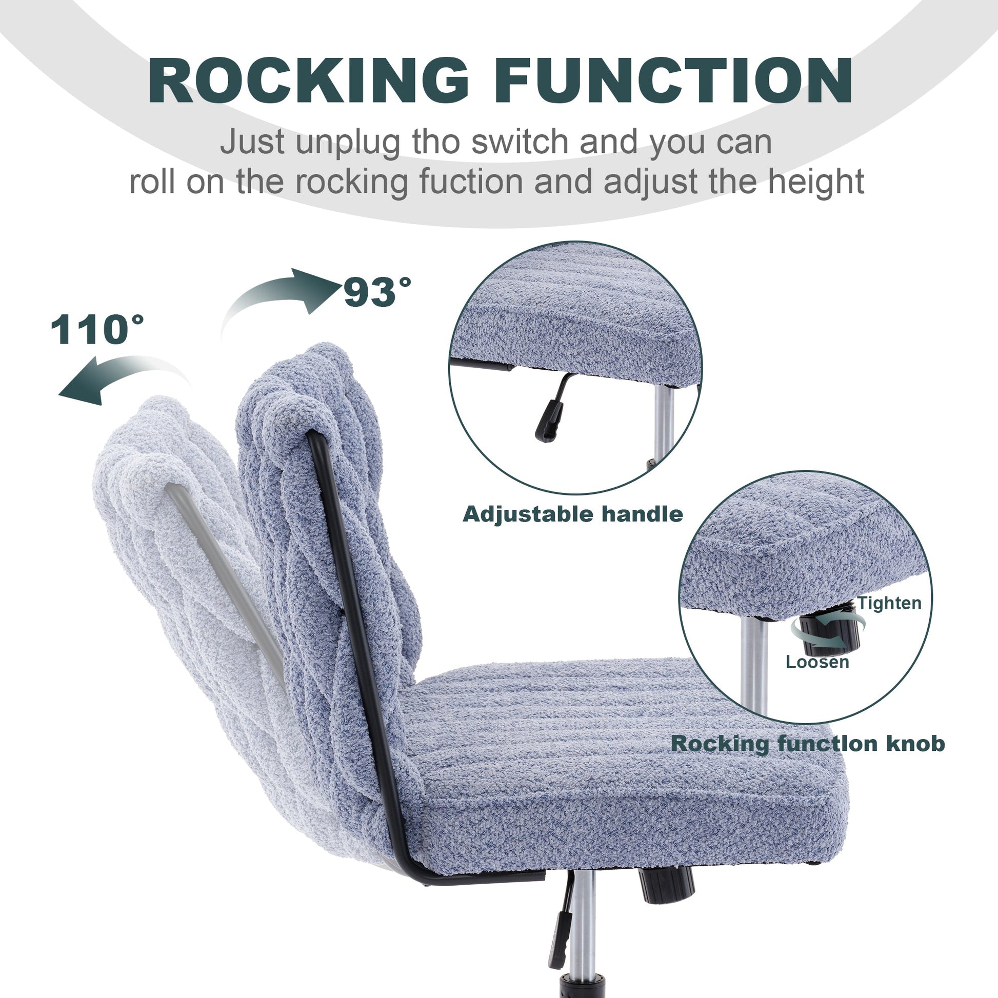 Armless Office Desk Chair No Wheels BLUE - Korvel