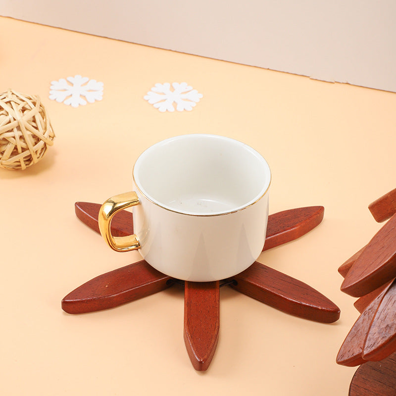 Wooden Creative Walnut Tree Solid Wood Insulation Mat Christmas Tree Insulation Table Mat Household Cup Mat Sand Pot Mat - Korvel