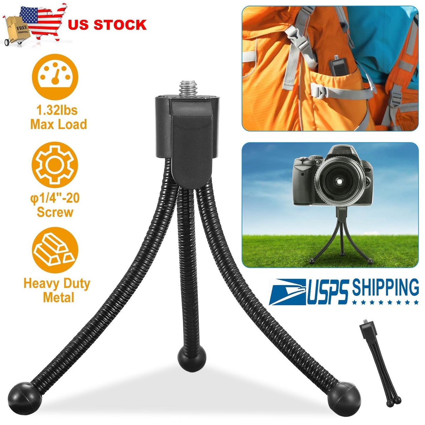 LJG Flexible Tabletop Tripod Stand for Cameras & Mini Projectors