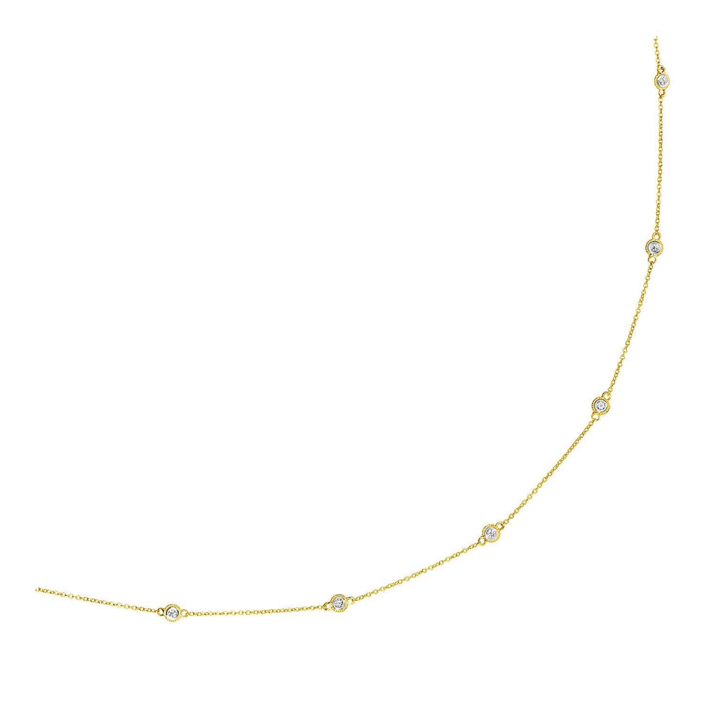 Collar de estación de oro amarillo de 14k con diamantes redondos