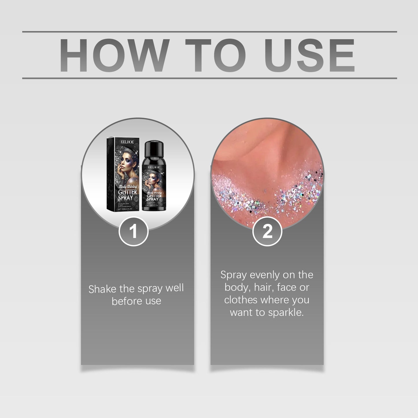 Stage Makeup Glitter Spray, Highlighter Spray Natural Stereo Long-Lasting Brightening Glitter - Korvel