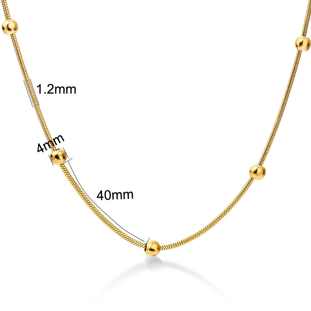 Fashion stainless steel round snake bag bead chain multi-color accessory chain necklace collarbone chain - Korvel