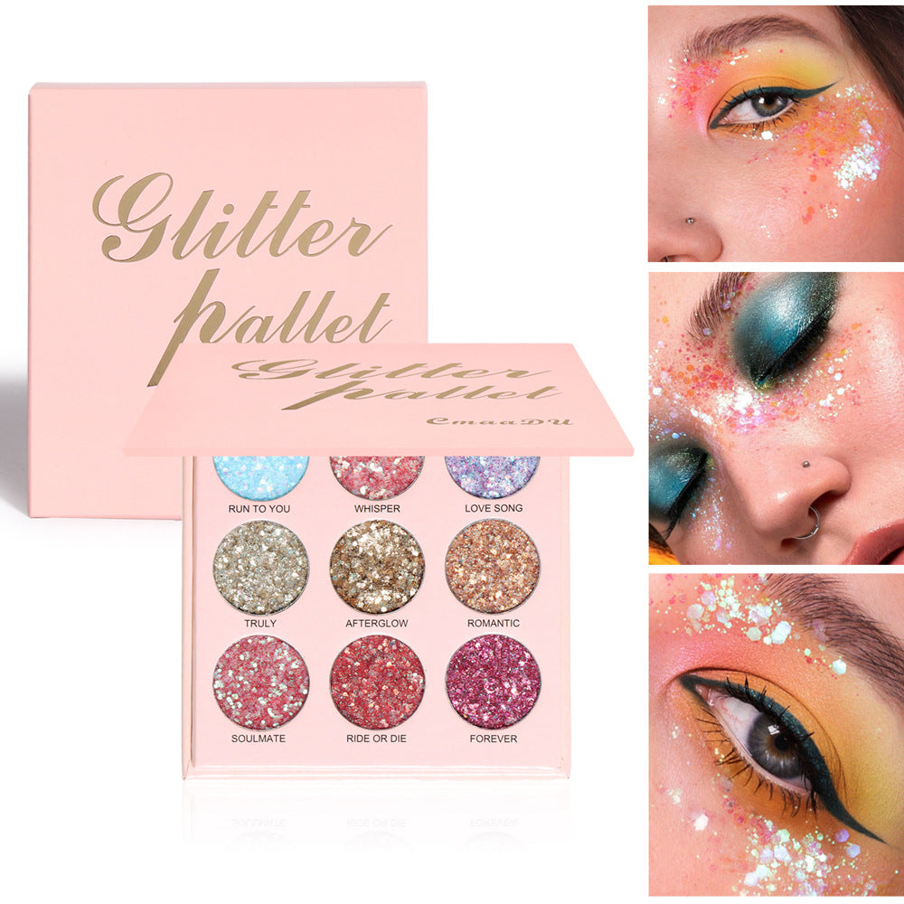 CmaaDu 9 Shades of Glitter Eyeshadow Makeup Matte and Metallic Glitter Glitter Powder - Korvel