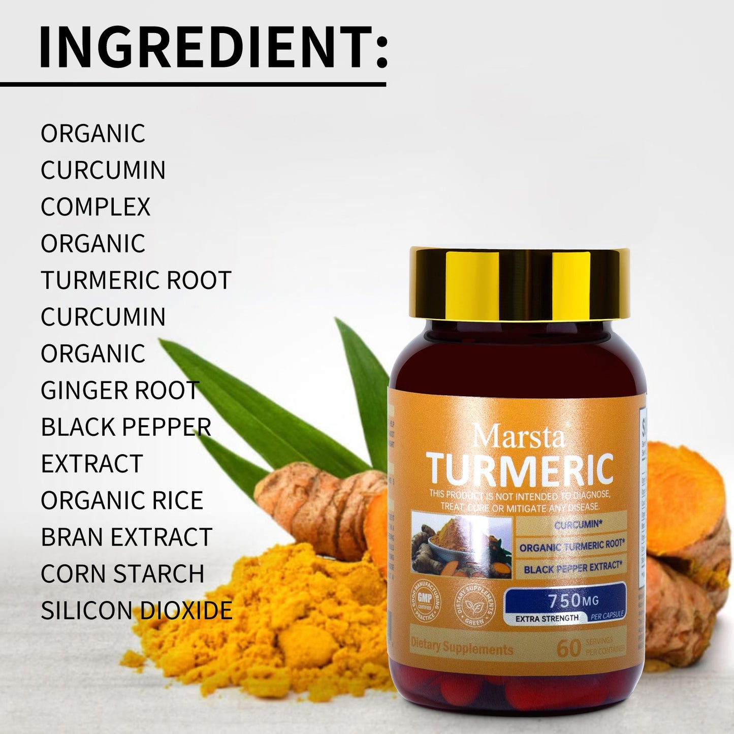 Premium Curcumin Extract Capsules - 60 Count