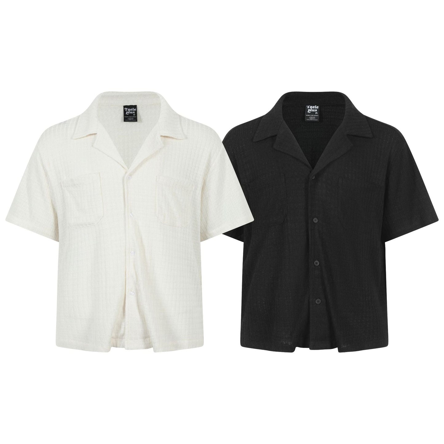 Chemise à col cubain unie premium pour hommes