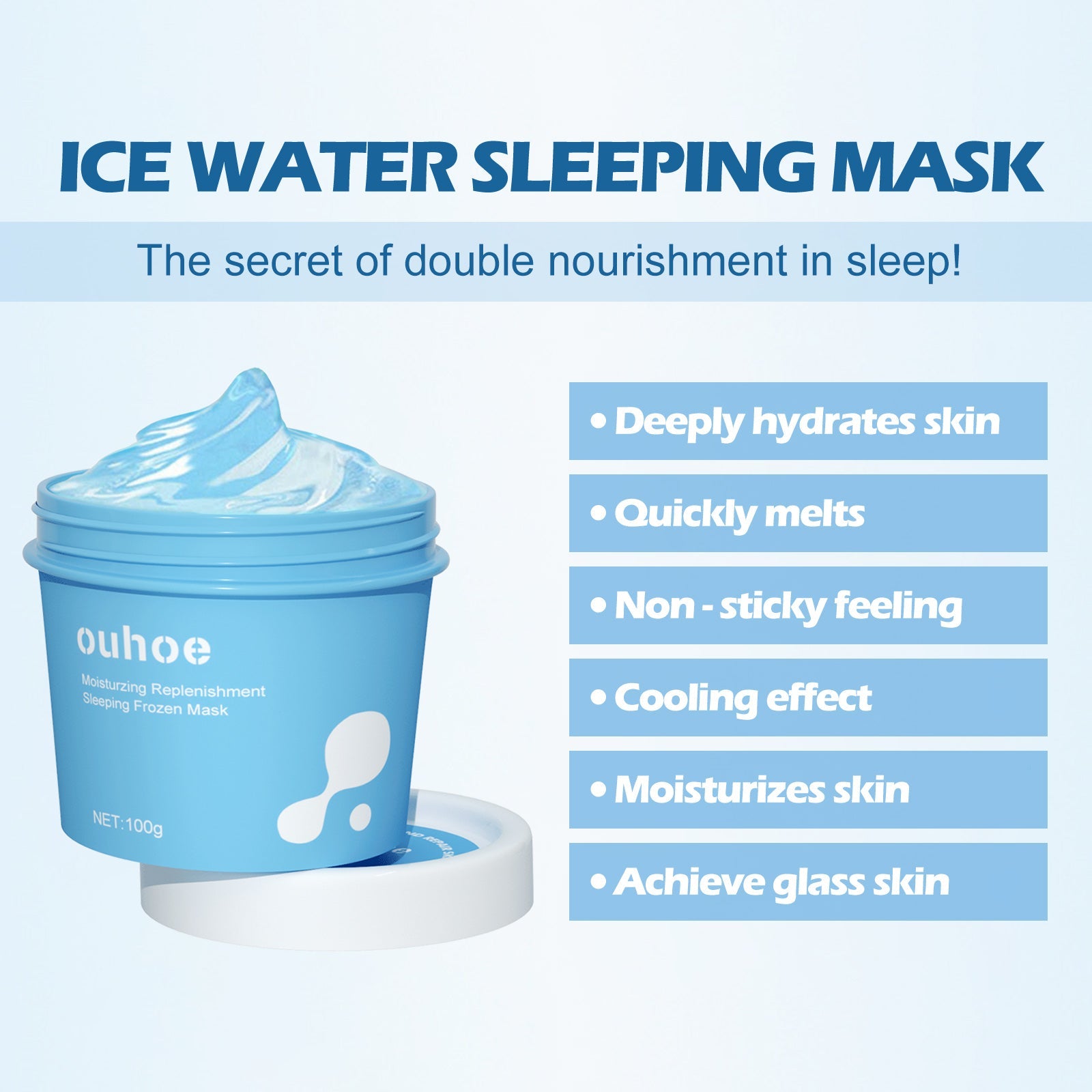Hydrating And Moisturizing Sleep Frozen Mask, Shrink Pores Brightens Skin, Refreshes And Moisturizes Spread Mask - Korvel