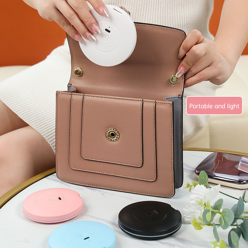 Mini portable LED light-emitting makeup mirror round stackable lighted beauty mirror - Korvel