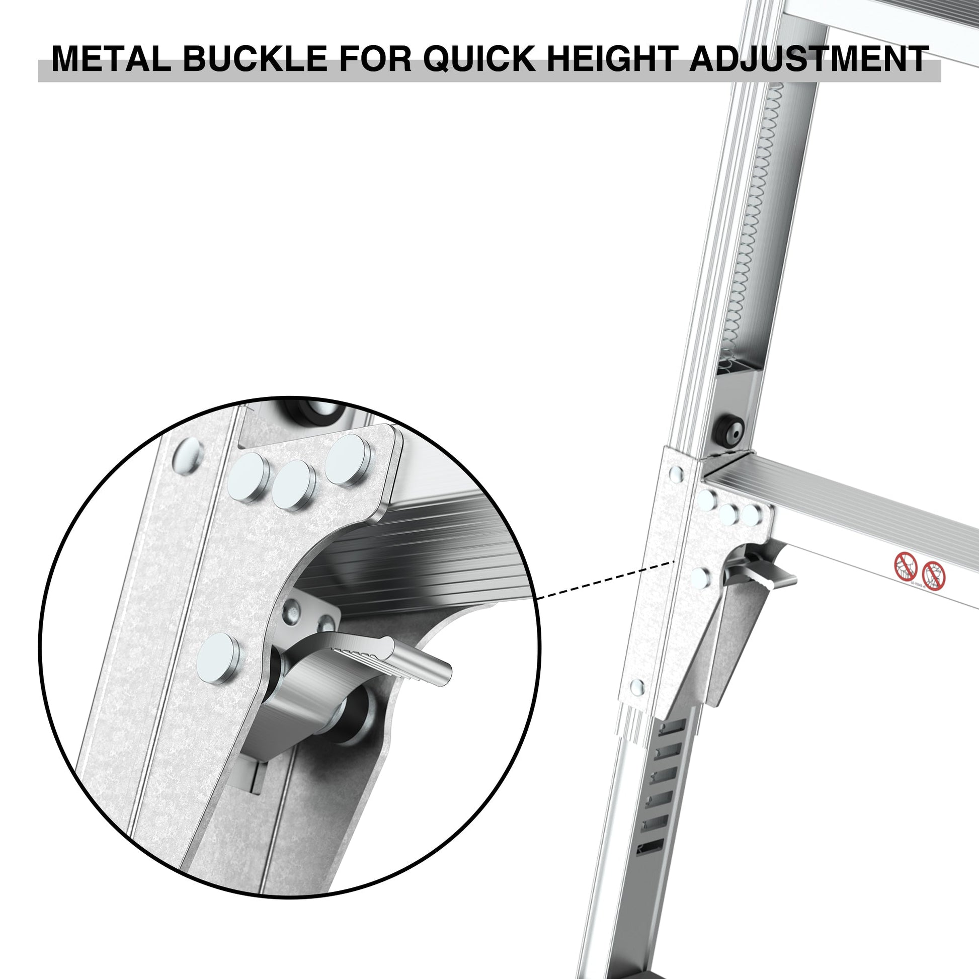 Aluminum Work Platform Large Size Step Stool Folding Portable Work Bench 40" Width Telescopic Feet 22" -27.5" Height Adjustable - Korvel