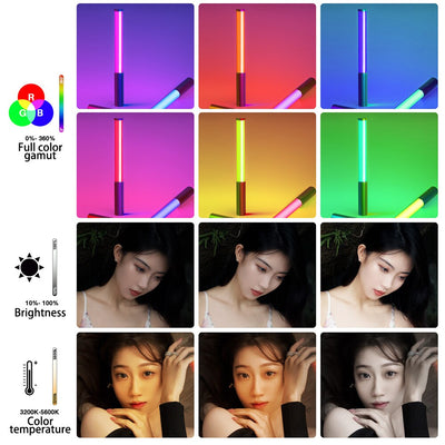 RGB Colorful LED Stick Fill Light Handheld 3200K-5600K LED Flash Light stick Speedlight Photographic Lighting - Korvel