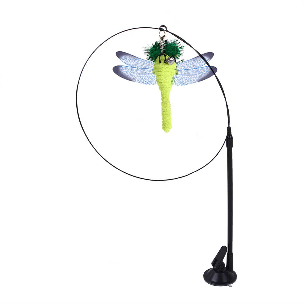 Suction cup cat toy stick that can be attached and held with steel wire multi head interchangeable cat toy and pet supplies - Korvel