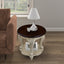 22 inch dual tone round head table, solid wood sofa side table with shelf, white and cherry tabletop - Korvel