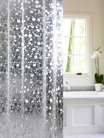 3D Water Cube Shower Curtain, Silk Pattern Waterproof Bathroom Partition Curtain, Cobblestone Curtain - Korvel