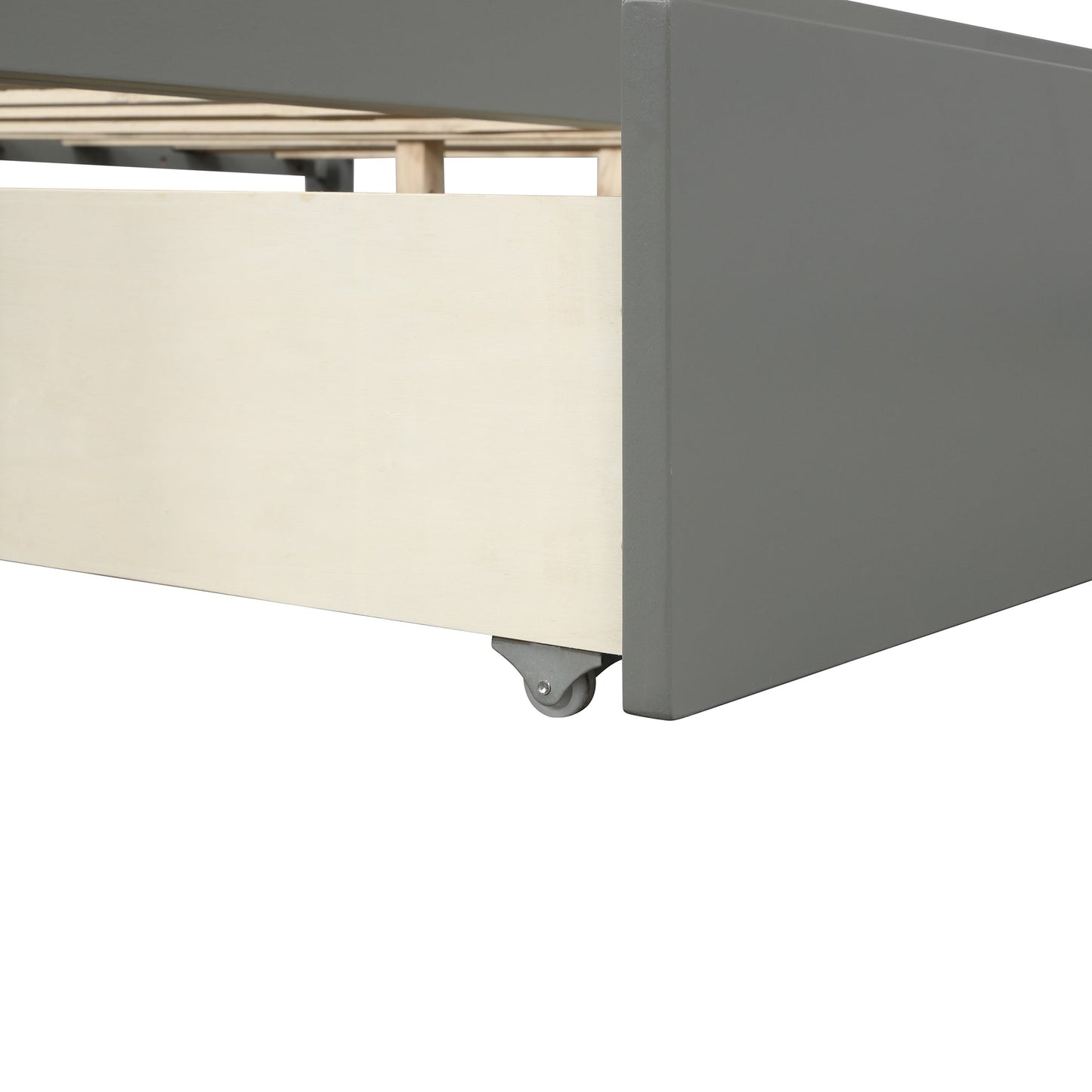 Wood platform bed with two drawers  twin (gray) - Korvel