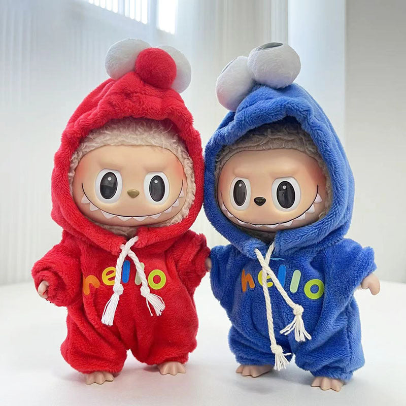 Clothing only] First and second generation keychains Labubu clothing pendant canvas shoulder bag sesame bird two-piece set - Korvel