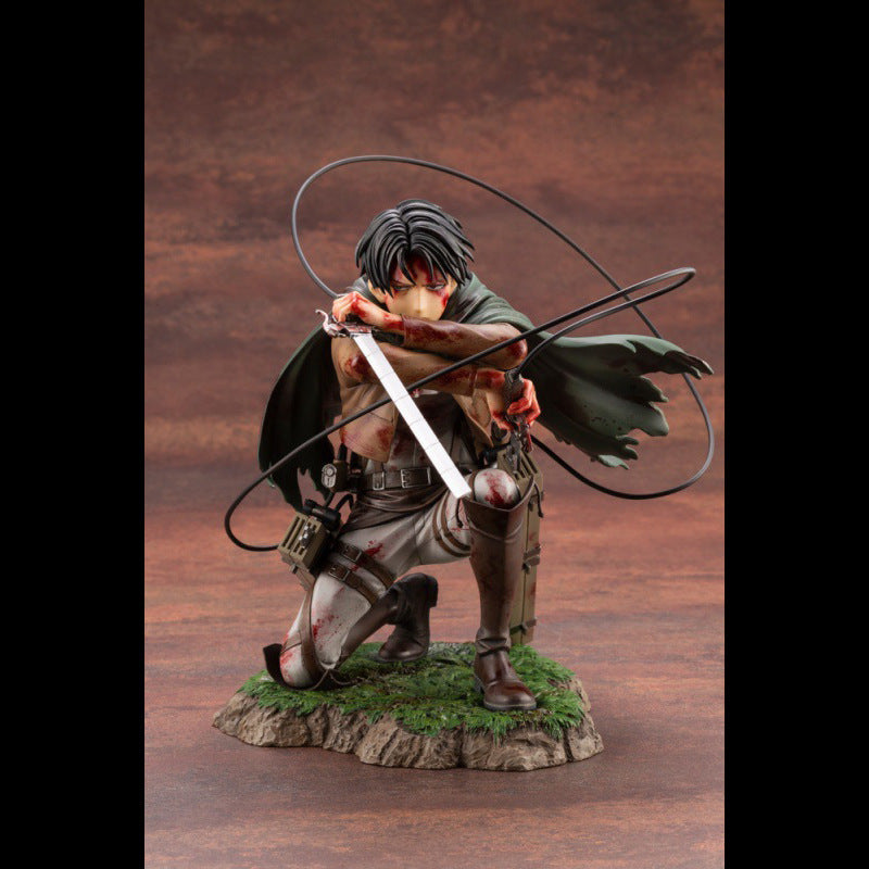 Attack on the giant army commander Liweier's figurine battle damage kneeling posture blood battle figurine anime model - Korvel