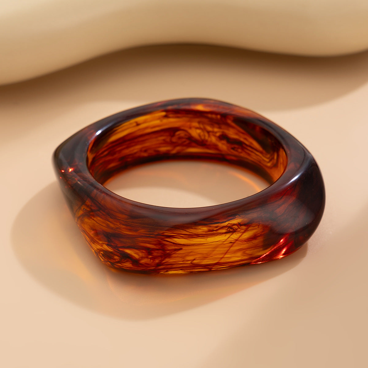 Vintage Irregular Dyeing Bracelet Round Wide Face Acrylic Bracelet for Women - Korvel