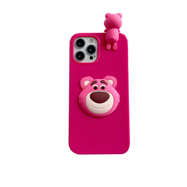 Three-Dimensional Lying Strawberry Bear Suitable For iPhone12promax Apple 11 Mobile Phone Case Soft Cover - Korvel