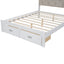 Wood Full Size Platform Bed with Upholstered Headboard and LED and 2 Drawers, Antique White - Korvel