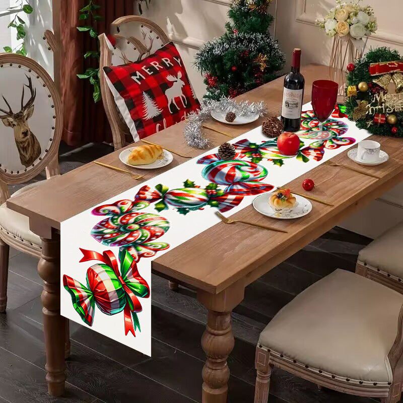Christmas candy printed table flag new Christmas table decoration tablecloth mat holiday party tablecloth - Korvel