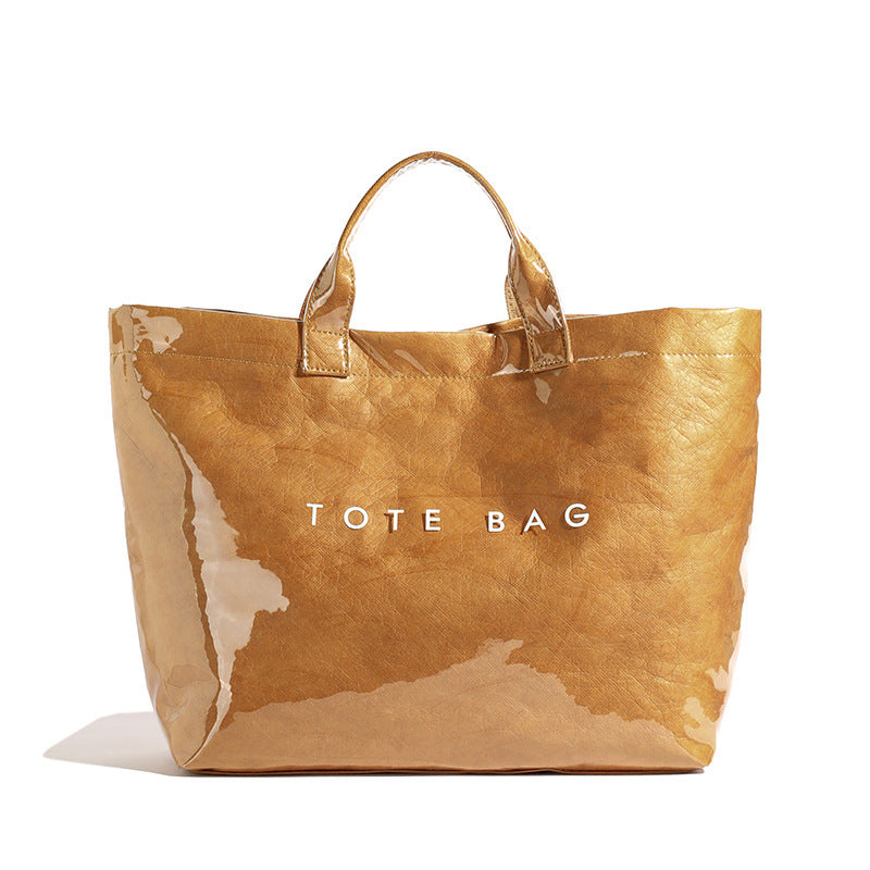 Vintage PVC tote with DuPont lettering. Simple, transparent, large - capacity handbag for commuting women. - Korvel