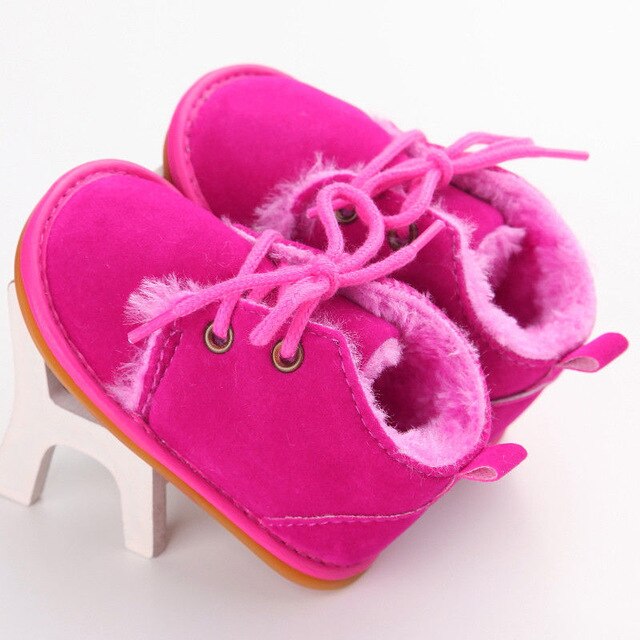 Newborn Baby Girl Boy Shoes Warm Snow Boots Toddler Infant Booties Prewalker Black White Pink - Korvel