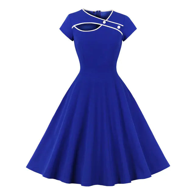 Robe de fête rétro en maille brodée élégante des années 1950