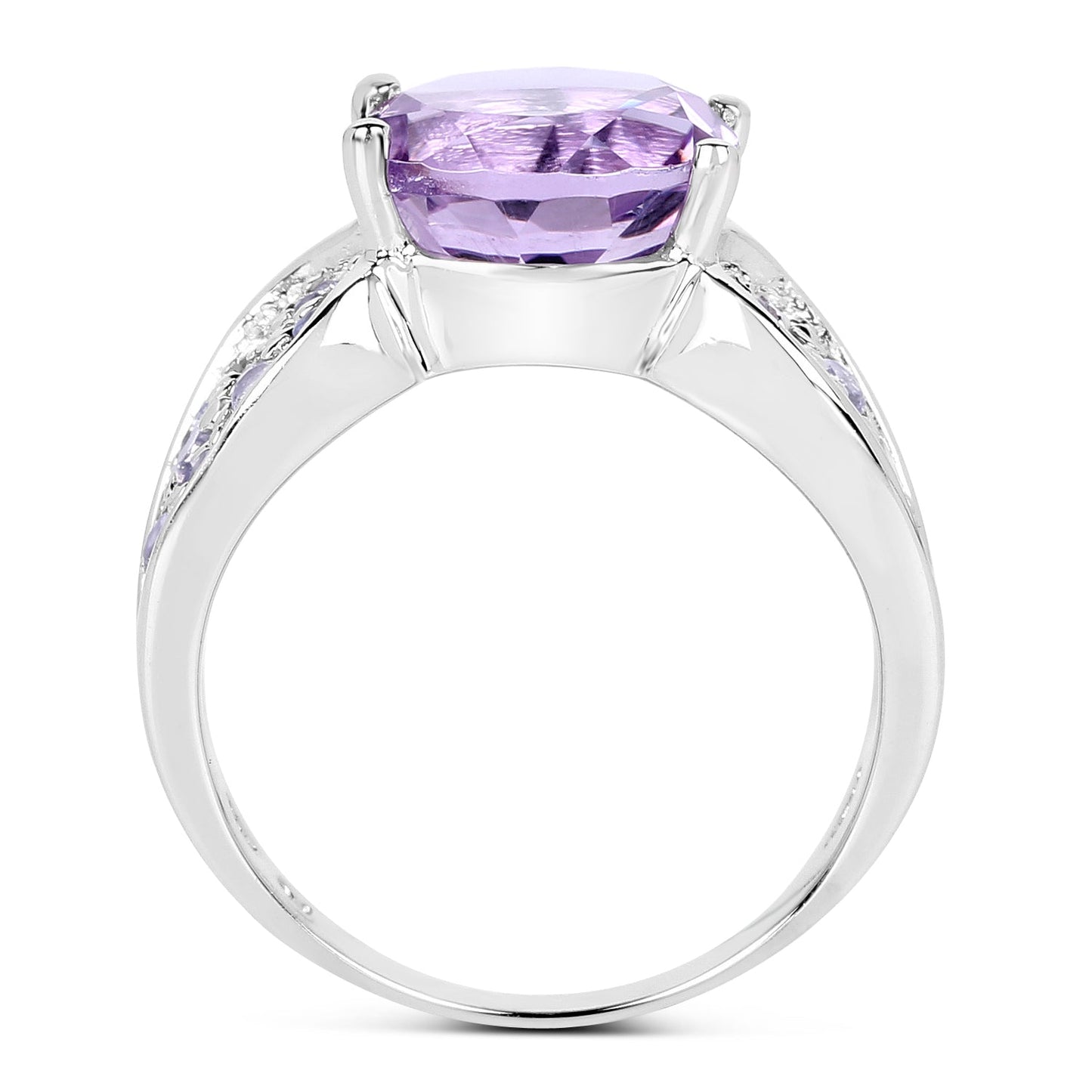 4.07 Carat Genuine Amethyst & Tanzanite Sterling Silver Ring