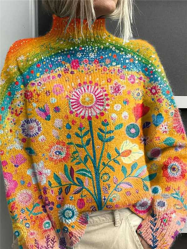 Elegant Christmas Abstract Print Cardigan for Women
