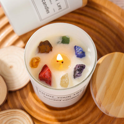 Natural Crystal Stone Aromatherapy Candle Gift Box