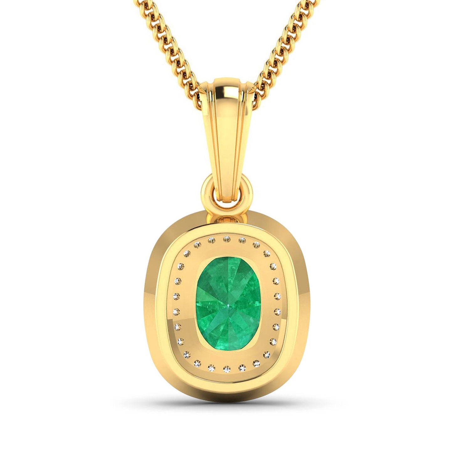 1.50 Carat Zambian Emerald & Diamond 14K Yellow Gold Pendant