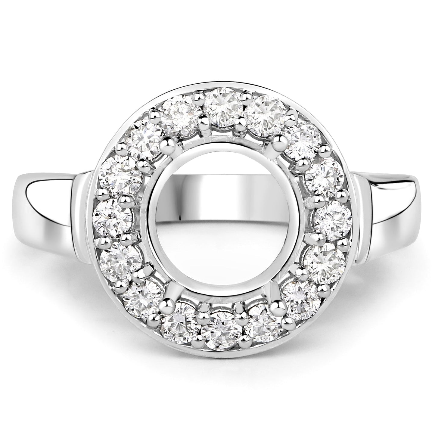 0.48 Carat White Diamond 14K White Gold Semi Mount Engagement Ring