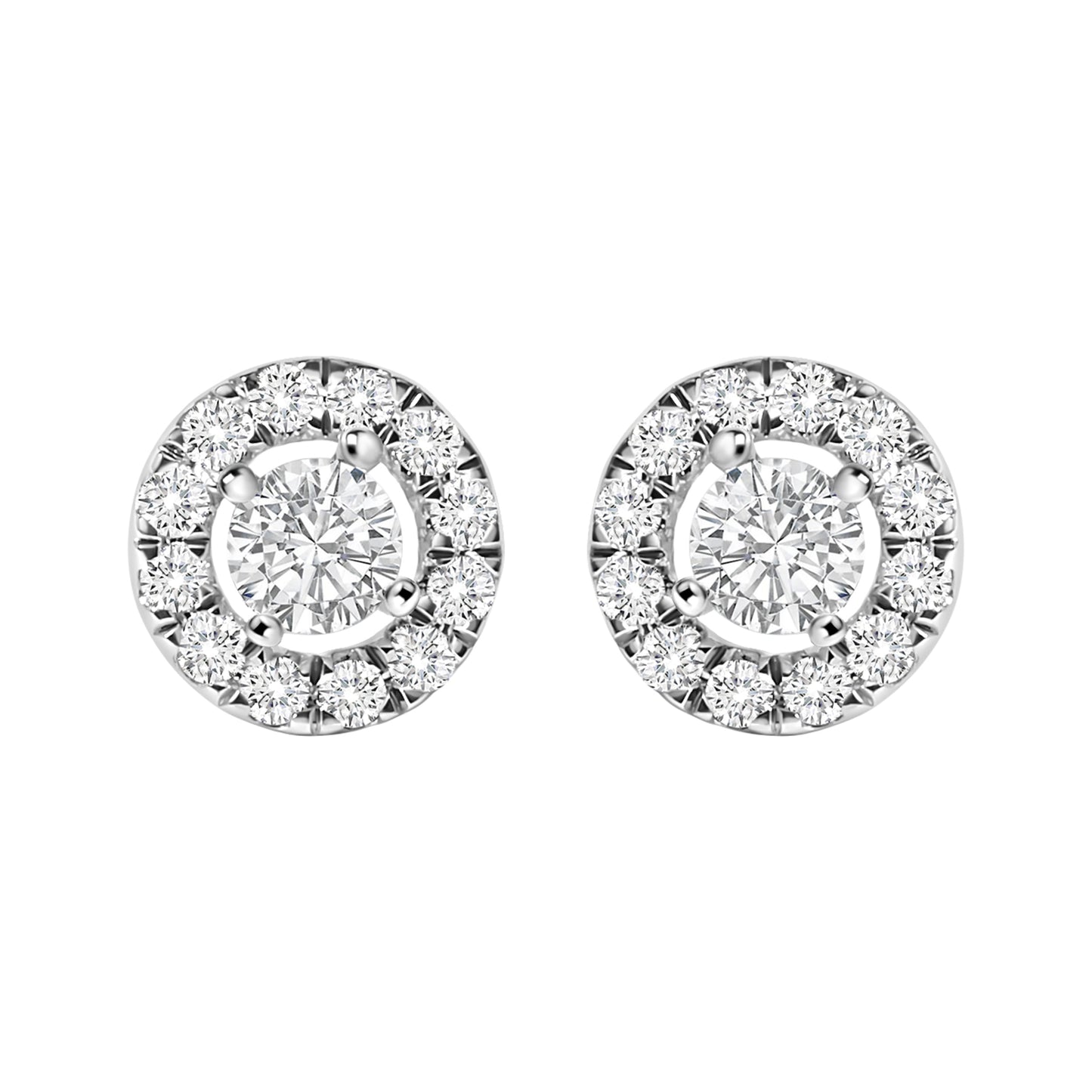 14K White Gold Lab-Grown Diamond Floating Halo Stud Earrings