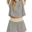 Striped Chic Plus Size Top & Shorts Set