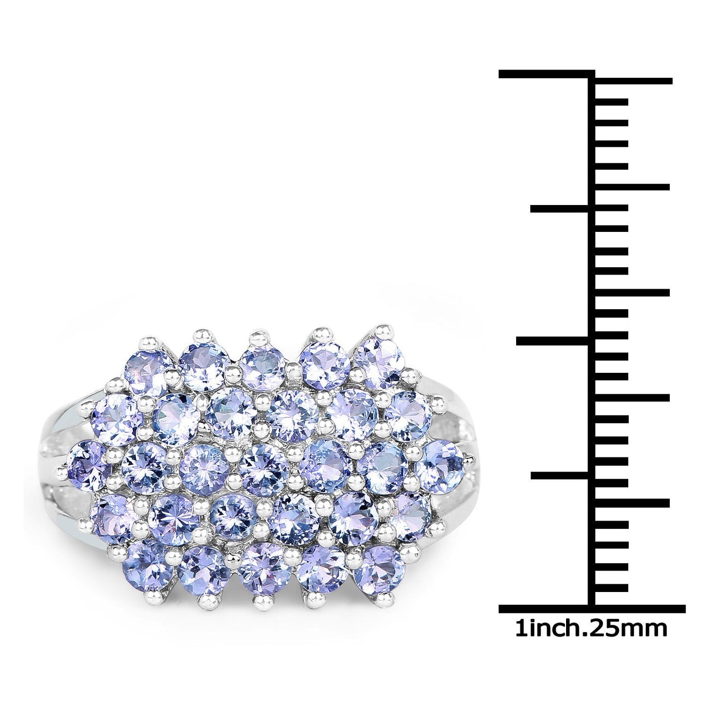 2.03 Carat Genuine Tanzanite Sterling Silver Engagement Ring