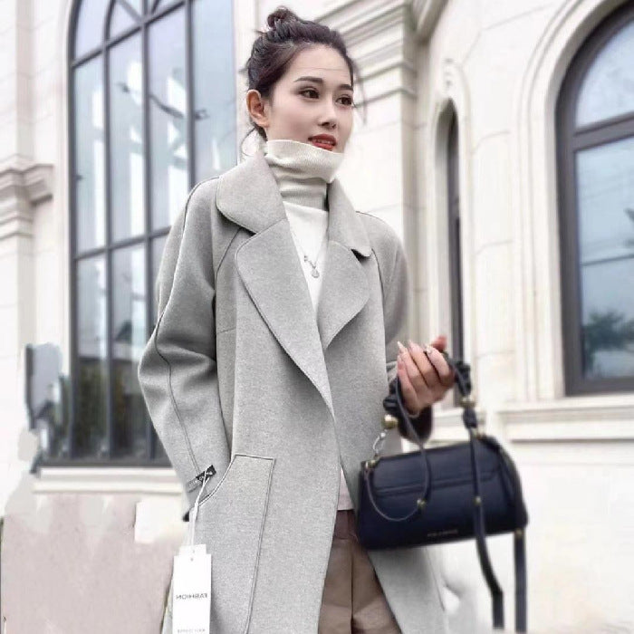 Abrigo de Cashmere Doble Cara de Longitud Media para Mujeres