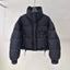Veste courte matelassée épaulée à col montant de style coréen