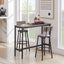 Stylish Grey Bar Table Set with Soft PU Seats and Backrests