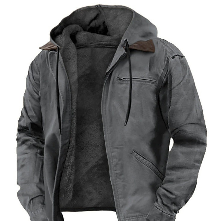 Multi-Color Digital Printing Hooded Jacket with Brown Lining